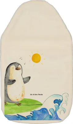 Produktbild von Mr. & Mrs. Panda Wärmekissen Pinguin Surfer - Weiß - Geschenk, Wärmflasche, Wellen, Urlaub, gummi, Bettflasche, Flauschige, Motiviert, mit Bezug, Portugal, Optimistisch