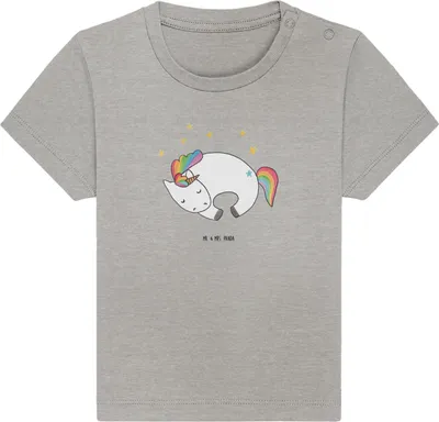Produktbild von Mr. & Mrs. Panda Babyshirt Einhorn Nacht 24. - 36. Monat - Heather Grey - Geschenk, Einhörner, Kleinkind T-Shirt, , Baby Top, Öko, Freundin, Traum, Unicorn, Träume