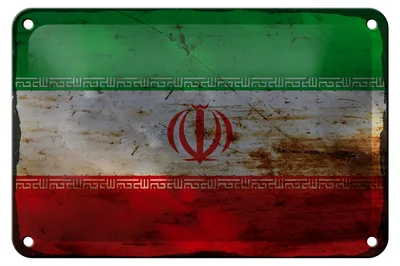 Produktbild von Blechschild Flagge Iran 18x12cm Flag of iran Rost Dekoration