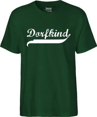 Produktbild von Hellweg Druckerei Herren T-Shirt Dorfkind Vintage Geschenk Oberteil Bottle Green Größe S Bio Baumwolle Fairtrade Dorfkind Vintage Präsent