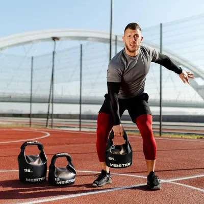 Produktbild von Tragbare Weiche Sand Kettlebell - Weicher Sandsack Gewicht 15lb 6,8kg Schwarz verstellbare Kettlebell