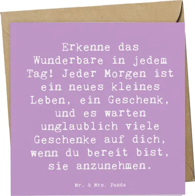 Produktbild von Mr. & Mrs. Panda faltkarte Spruch Erleuchtung im Alltag - Lavendeltraum - Geschenk, Zitat, Grußkarte, Magie des Alltags, innere Ruhe, Klarheit, doppelkarte, Motivation