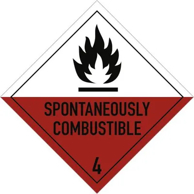 Produktbild von Dreifke® Gefahrzettel Klasse 4.2 Text SPONTANEOUSLY..., Folie, 100x100 mm