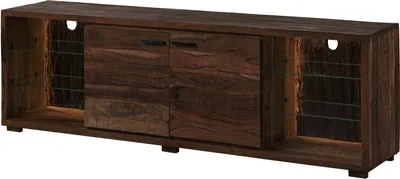Image de MASSIVMOEBEL24 | Meuble TV en bois d'acacia laqué marron BARK #213