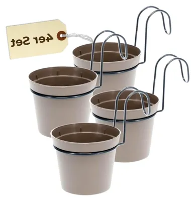 Produktbild von Hängender Blumentopf 4er Set Hängeblumentopf Hänge Blumentopf zum Einhängen Hängetopf Für Pflanzen Hängepflanzen Topf Balkon Hängender Pflanztopf mit Halterung Haken