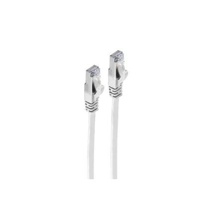 Produktbild von RJ45 Flachkabel m. CAT 7 Rohkabel slim weiß 10m