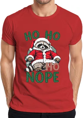 Produktbild von HO HO HO NOPE Waschbär Weihnachten Weihnachtsmann lustig Geschenk Herren T-Shirt, Rot, S