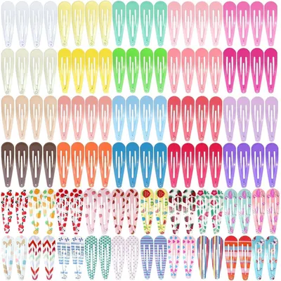 Produktbild von 120 Haarspangen Mädchen Metall Snap Haarklammern 5cm 40 Farben