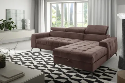 Produktbild von Ecksofa Schlafsofa Sofa AGNESA XS Stoff Salvador Braun Ottomane Rechts