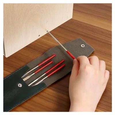 Produktbild von 5 Stück Mini Nadelfeilen Set 3x140 MM aus Metall mit Lederetui