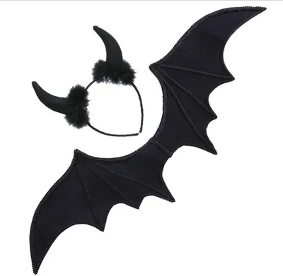 Immagine prodotto di Set di accessori per angeli della morte con ali e corna da diavolo, 2 pezzi, nero