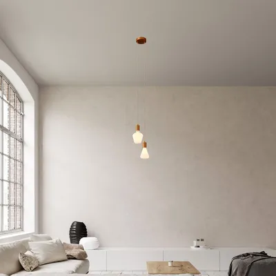 Immagine prodotto di Creative-Cables Lampada a sospensione multipla a 2 cadute completa di cavo tessile e finiture in metallo