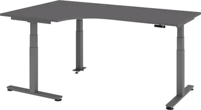 Produktbild von bümö Schreibtisch elektrisch XDSM - Nachbildung: Graphit, Gestell: Graphit, Größe: Eckschreibtisch 200 x 120 cm