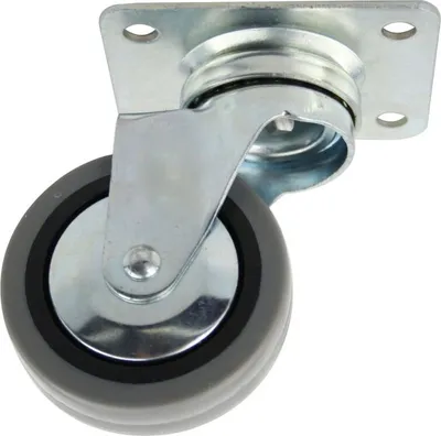 Produktbild von Möbelrolle Laufrolle aus Metall mit Anschraubplatte Rolle aus Hartgummi Ø60mm