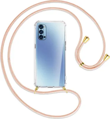 Produktbild von Handykette Backcover-Schutzhülle mit Band (Metall goldfarben) für Oppo Reno4 Pro 5G - rose peach