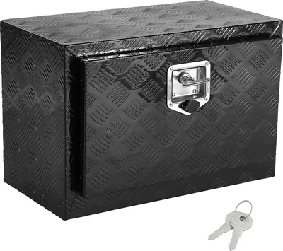 Produktbild von SucceBuy Unterboden-LKW-Box, 61 x 35,6 x 40,6 cm, robuste Werkzeugkiste aus Aluminium mit Diamantplatte, Schloss und Schlüssel, wasserdichte Aufbewahrung mit T-Griff-Verriegelung für LKW, Transporter, Anhänger