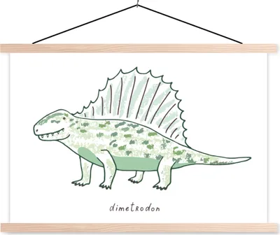 Produktbild von MuchoWow® Textilposter Kinderzimmer - Dinosaurier - Dimetrodon - Jungen - Mädchen - Kinder 60x40 cm mit holzfarbenen Rahmen - Bilder