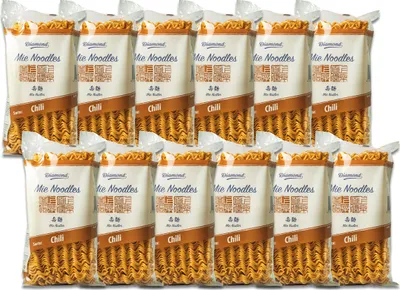 Produktbild von 12er-Pack DIAMOND Mie Noodles mit Chilipulver 250g / Chili Mie Nudeln ohne Ei / Wok Nudeln
