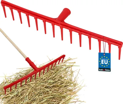 Produktbild von KOTARBAU® Heurechen 54 cm ohne Stiel Extra Click Laubrechen Kunststoff 14 Zinken Rechen für Garten Laubbesen Heuharke Kunststoff Rot