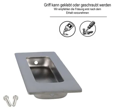 Produktbild von Griffmuschel Edelstahl matt gebürstet - Einlassgriff 120x40mm Schiebetürgriff
