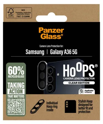 Produktbild von PanzerGlass ® Hoops® Kameraschutz Transparent Samsung Galaxy A36 5G, Samsung, Samsung - Galaxy A36 5G, Trockene Anwendung, Kratzresistent, Schockresistent, Transparent, 1 Stück(e)