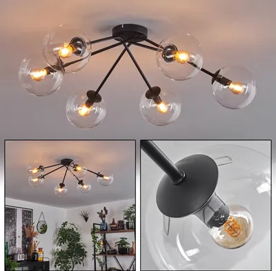 Produktbild von Fossobiubo Deckenlampe aus Metall/Glas in Schwarz/Klar