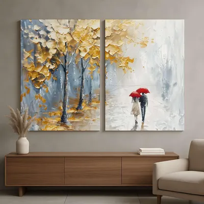 Produktbild von Wallity, DEV6, Dekoratives Leinwandgemälde (2 Teile), Mehrfarbig, Leinwand, 160 x 120 cm