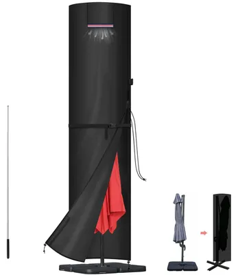 Image de Housse de parasol imperméable - Housse pour parasol suspendu - Housse de parasol avec fermeture éclair et tige - Protection pour parasol - Tissu Oxford 420D - 280x60/60 cm