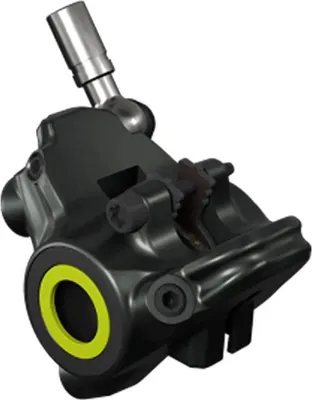 Produktbild von MAGURA Bremszange Flatmount, schwarz, für MT4/MT8 SL, Blende neon gelb u. silber, drehbarer Leitungsanschluss, mit Bremsbelägen, ab MJ2019 (VE = 1 Stück)