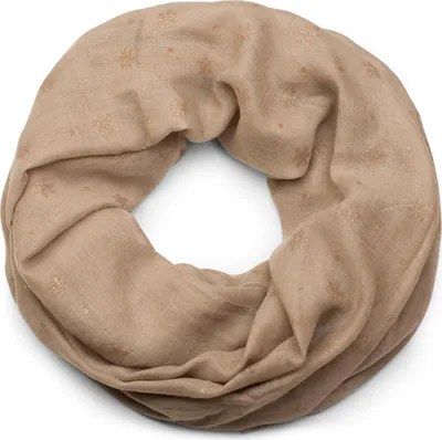Produktbild von styleBREAKER Damen Loop Schal mit Glitzer Schneeflocken Print, Weicher Schlauchschal Einfarbig, Tuch 01017064