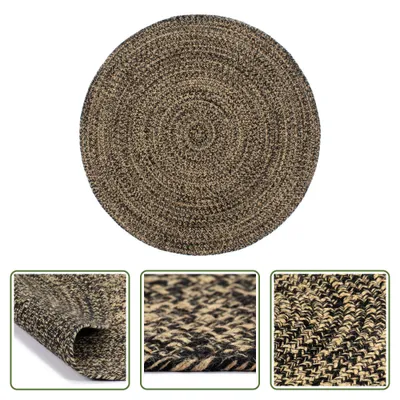 Image de The Living Store Tapis fait main en jute noir et marron 210 cm