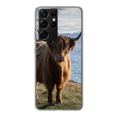 Produktbild von MuchoWow® Handyhülle Schutzhülle Hülle für Samsung Galaxy S21 Ultra Schottische Highlander - Bergen - Meer Silikon Softcase Handy Hülle - Mobiltelefon