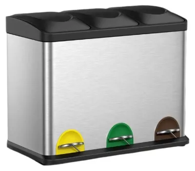 Immagine prodotto di Contenitore per la raccolta differenziata con 3 scomparti - Contenitore per rifiuti da cucina - 60 x 48 x 33 cm