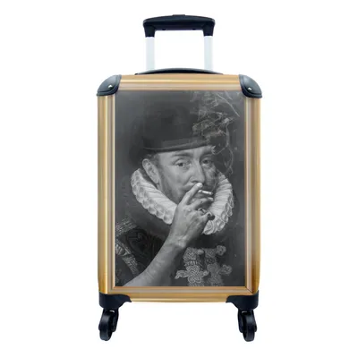 Produktbild von MuchoWow® Koffer Handgepäck Trolley Rollkoffer Kleine Reisekoffer mit 4 Rollen - Kunst - Alte Meister - Liste - Gold - Cabin Size < 55x40x23 cm & 55x40x20 cm - Fotokoffer - Kabinenkoffer - Boardgepäck - Reise-Box - Reisekoffer - Reisegepäck - Koffer mit Bild - Trolley für Kinder