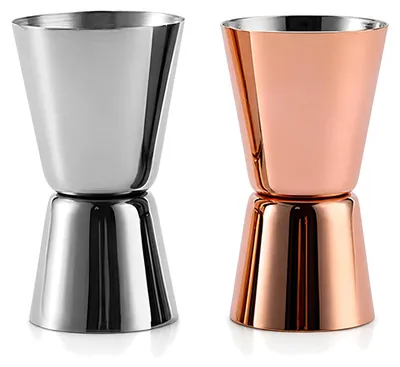 Produktbild von Cocktail-Messbecher Set - 2-teilig mit Doppelskalen - für Barkeeper und Hausbar - Edelstahl