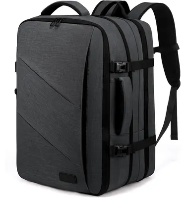 Produktbild von Reiserucksack Handgepäck Flugzeug 40L Herren Damen Laptop bis 17,3 Zoll Grau erweiterbar
