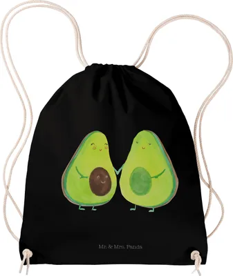 Produktbild von Mr. & Mrs. Panda Beutel Rucksack Avocado Pärchen - Schwarz - Geschenk, Familie, Jutebeutel, Gymbag, Baumwollbeutel, Kinder, Avocados, Turnbeutel, wander