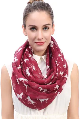 Produktbild von Ibenzoa® Damen-Loopschal 90 x 180 cm – weicher, leichter Schlauchschal mit elegantem Pferdemotiv, atmungsaktiv, für alle Jahreszeiten
