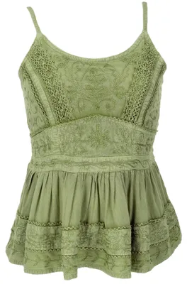 Produktbild von Besticktes Top Boho Chic, Lockeres Sommertop - Grün, Damen, Viskose, Tops & T-Shirts