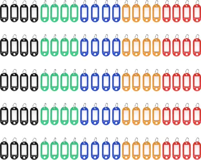 Produktbild von ACROPAQ Schlüsselanhänger beschriftbar - 100 Stück, 5 verschiedene Farben, Perfekt zur Schlüssel beschriftung - Schlüsselschilder, Schlüssel Anhänger