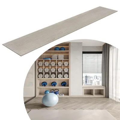 Obrázek produktu pro UISEBRT PVC podlaha 2,5m² v barvě Smoke Grey Samolepicí dlaždice Vinylová podlaha click system Vinylová podlaha s efektem dřeva pro podlahové vytápění 18 dlaždic - 91,44cm x 15,24 cm x 2mm