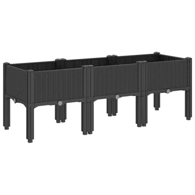Zdjęcie produktu dla vidaXL Sadzarka z nogami czarna 120x40x42 cm PP