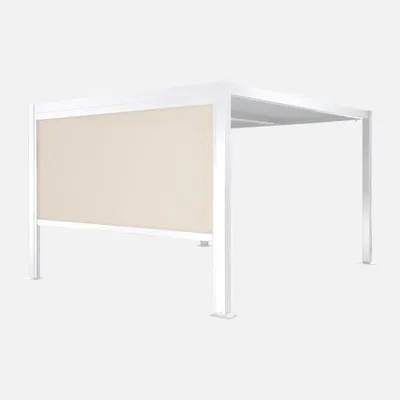Produktbild von sweeek - Pergola mit Lamellendach Palace 3x3m + Markise 3m - Weiß