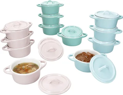 Produktbild von 12er Set Emilia Mini-Cocotte Pastell Rosa Mint Blau 100ml Mini-Topf