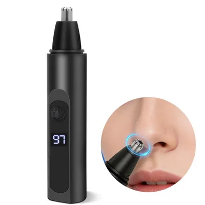 Produktbild von 2 in 1-Nasenhaartrimmer Set, 2 Klingen, Batteriebetrieben, Tragbare Akkuanzeige, für Männer & Frauen