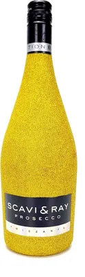 Produktbild von Scavi & Ray Prosecco Frizzante 0,75l (10,5% Vol) - Bling Bling Glitzer Glitzerflasche Flaschenveredelung für besondere Anlässe - Gold -[Enthält Sulfite]