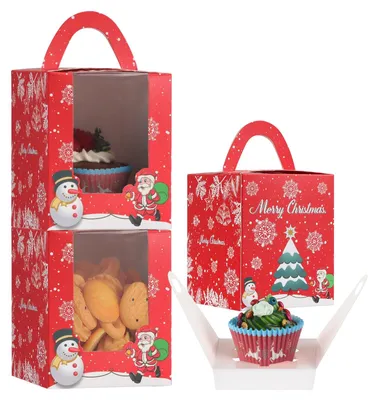 Obrázok produktu pre 50 kusov vianočných krabičiek na cupcakes – krabička na cukrovinky a pečivo