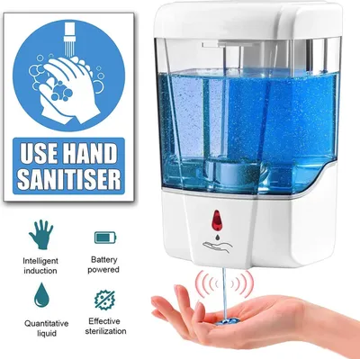 Produktbild von Automatischer Seifenspender, berührungsfrei, Wandmontage, batteriebetrieben, für Zuhause, Küche, Bad, Büro und Krankenhaus (700 ml)