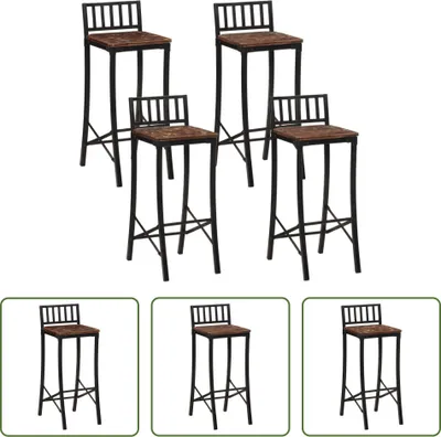 Produktbild von The Living Store Barstühle 4 Stk. Massives Altholz
