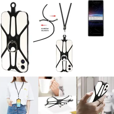 Produktbild von K-S-Trade 3in1 Handykette Handyband Handykordel Halsband Smartphone-Ring Handy-Ring kompatibel mit Sony Xperia PRO-I Fingerhalterung Handyring